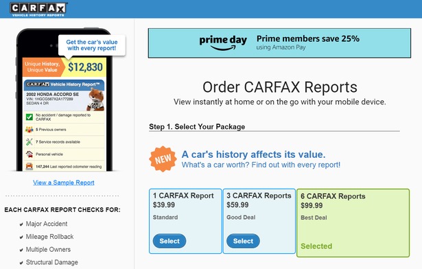 Carfax vehicle history report